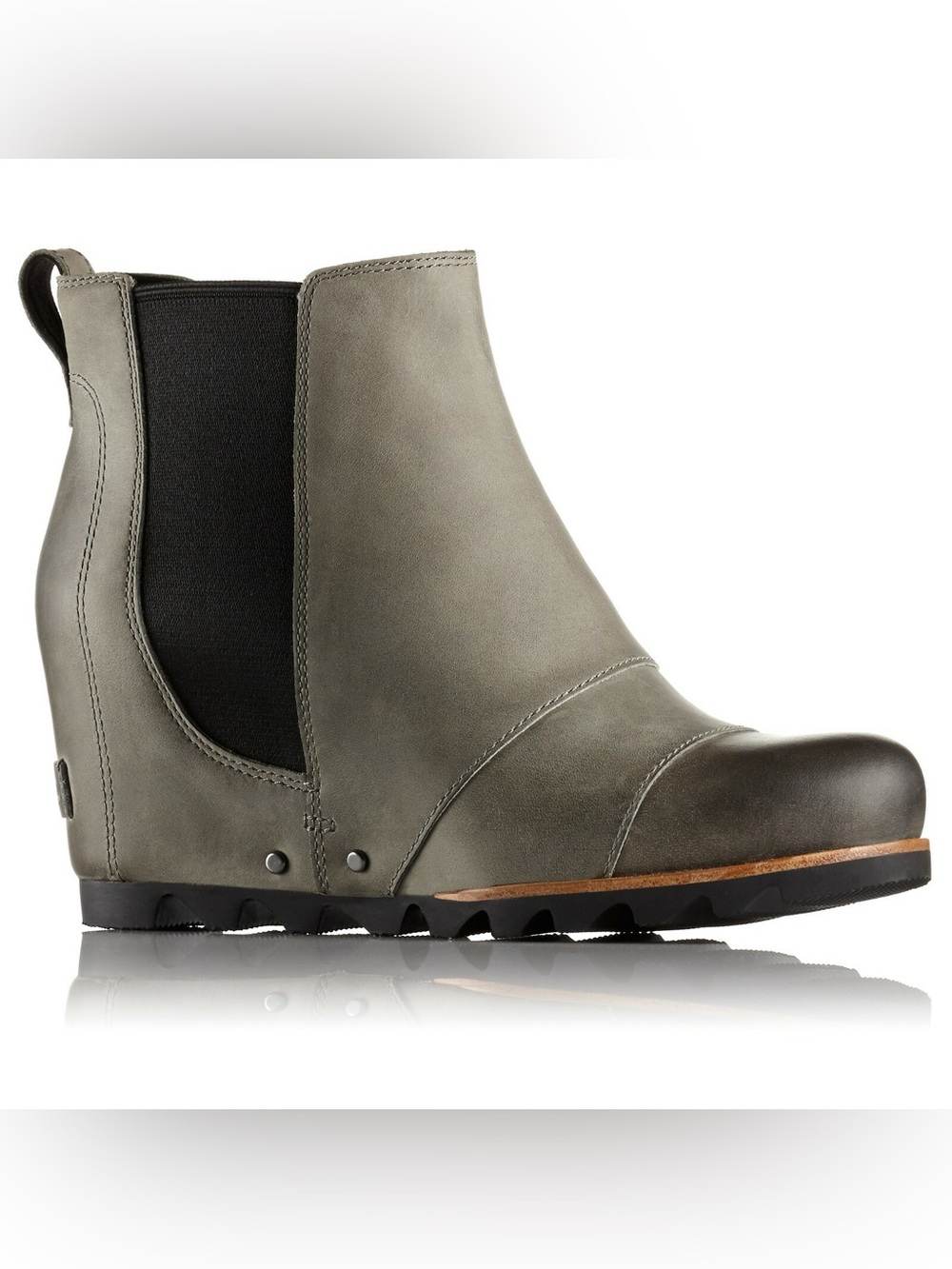 Sorel Lea Chelsea Wedge “Joan of Arctic” gray leather waterproof  booties Size 7